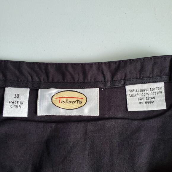 Talbots A Line Pleat Beaded Black Cotton Skirt 18 Preppy Career Modern Cocktail - Picture 3 of 11